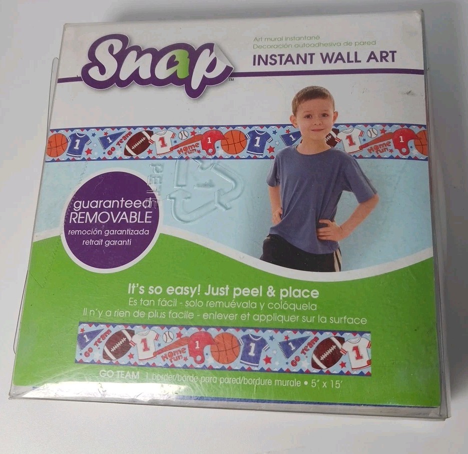Snap Instant Wall Art 15′ X 5″ Go Team Border Decor NEW SHIPS FROM USA