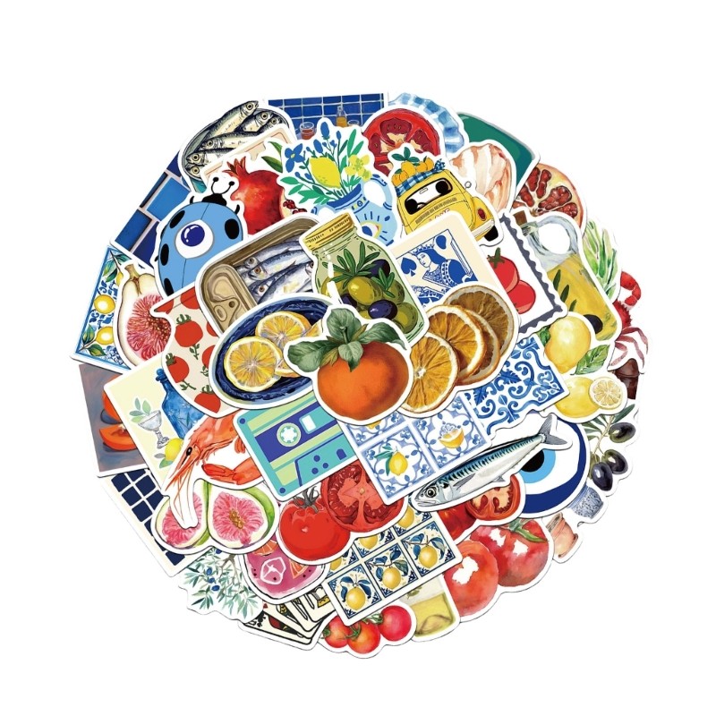 50 Sheets Mediterranean Tomato Sticker Decorative Sticker Stationery Sticker
