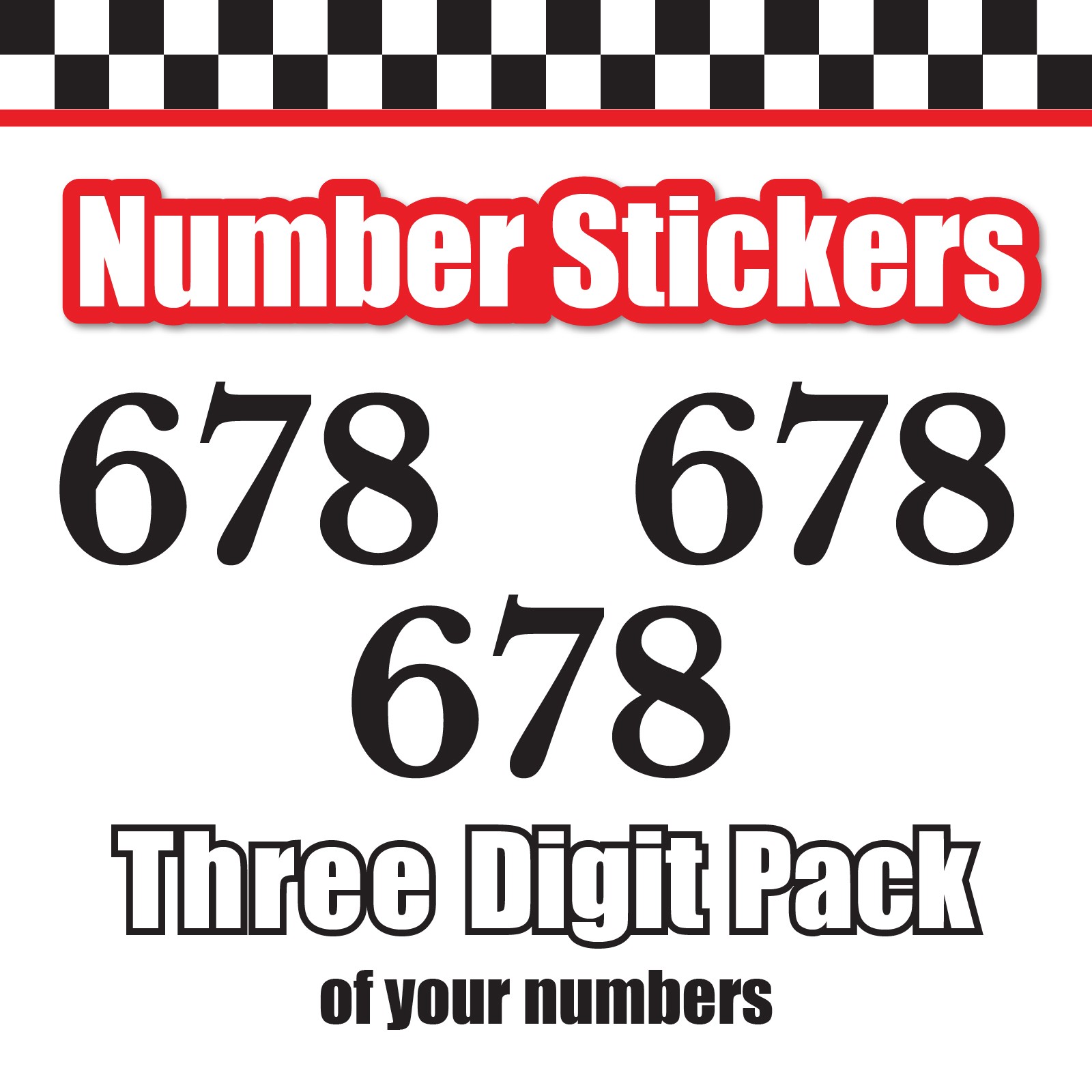 3 Digit Single Number Stickers Custom Decal Locker Door 3pcs Libre