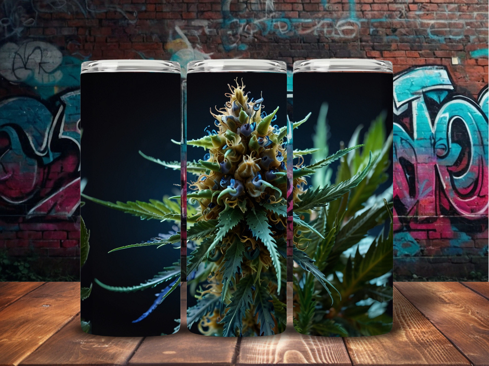 #2 – Blue Cannabis, 20ozTumbler, Sublimation, Heat Transfer, Seamless Design