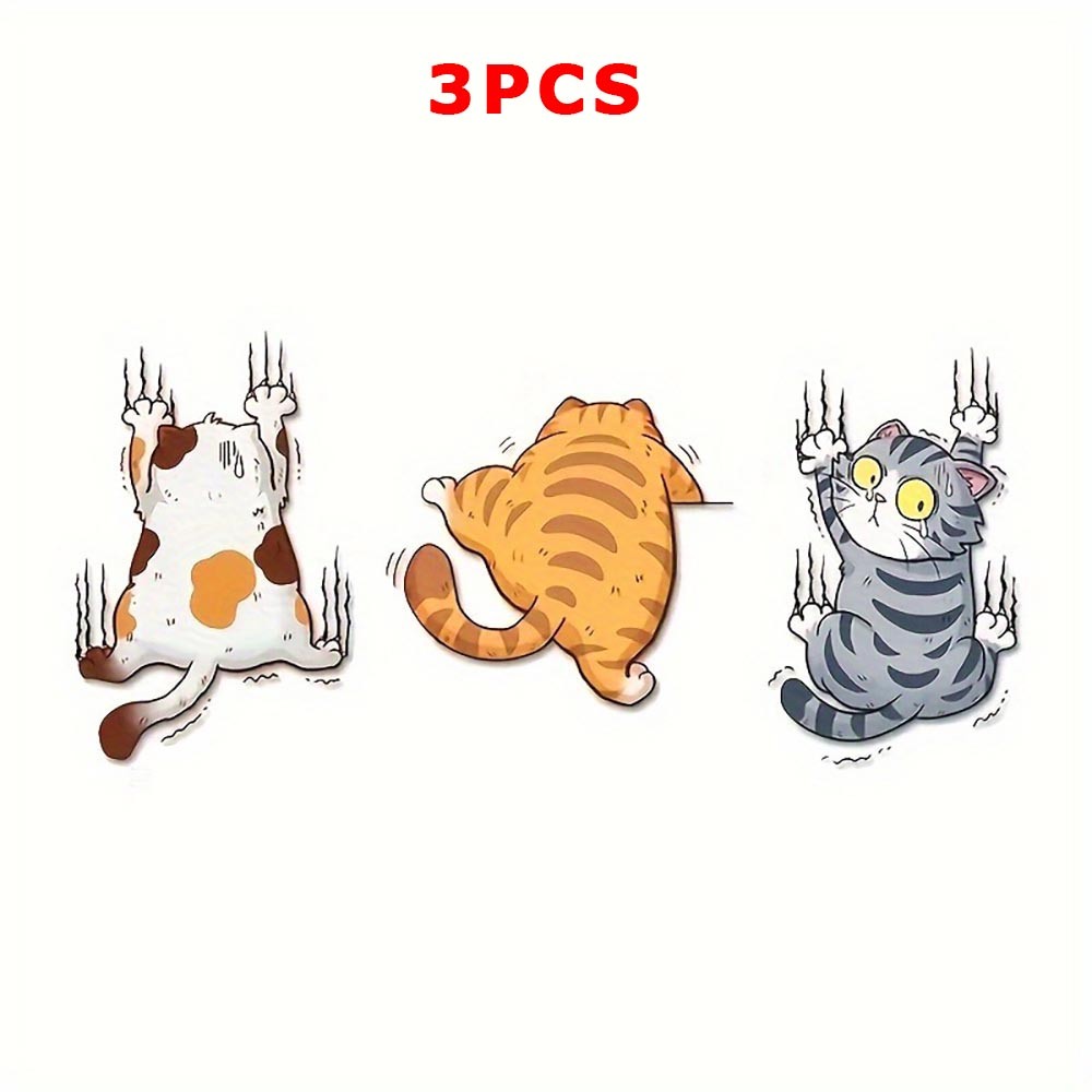 Easy-To-Apply Practical All-Surface Decorative 3-Piece Cute Cartoon Cat Stickers