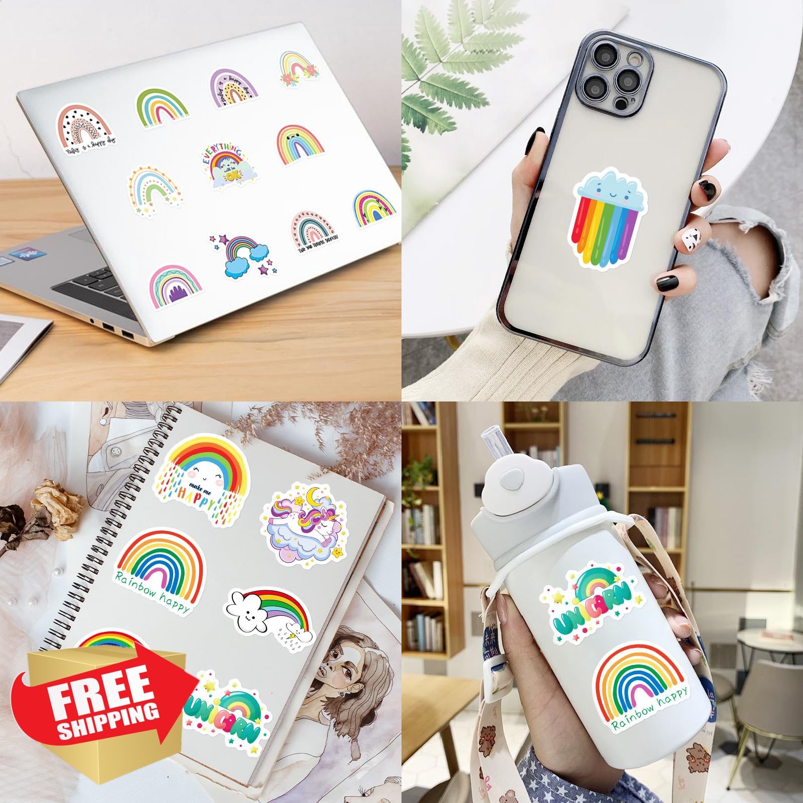 ToytoTou Rainbow Stickers Pack Waterproof Vinyl