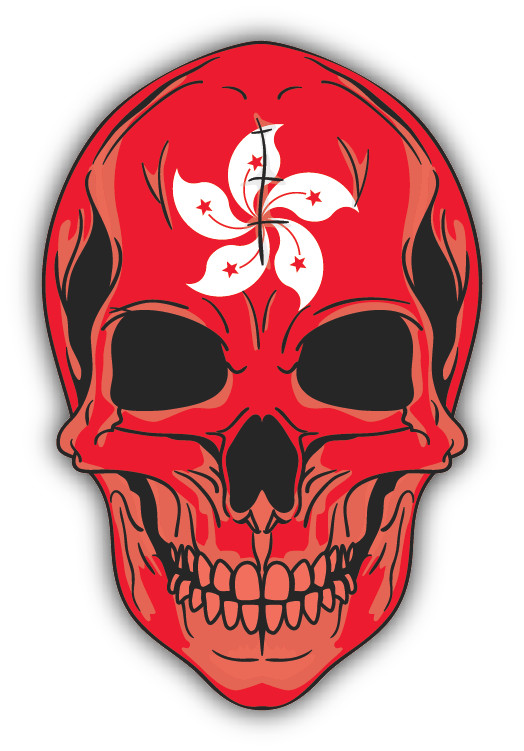 Skull Flag Hong Kong Car Bumper Sticker Decal “SIZES”