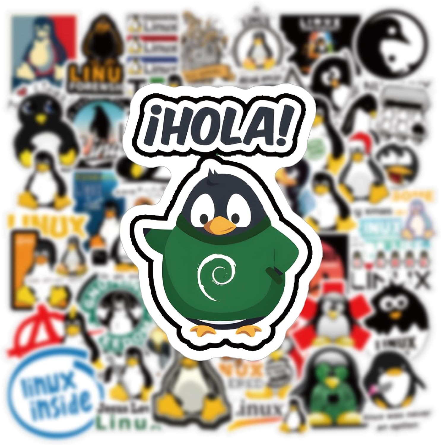 Linux Stickers 62pcs Work Decals Aesthetic Waterproof Vinyl Pack Stickers Bottle