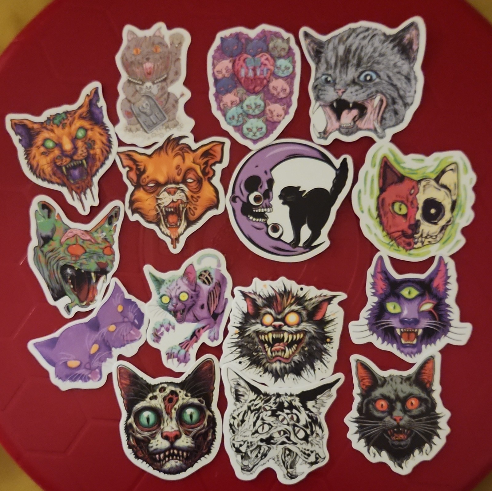 Horror Cat Vinyl Sticker / Decal Lot Multicolor Self-Adhesive Wall Slaps