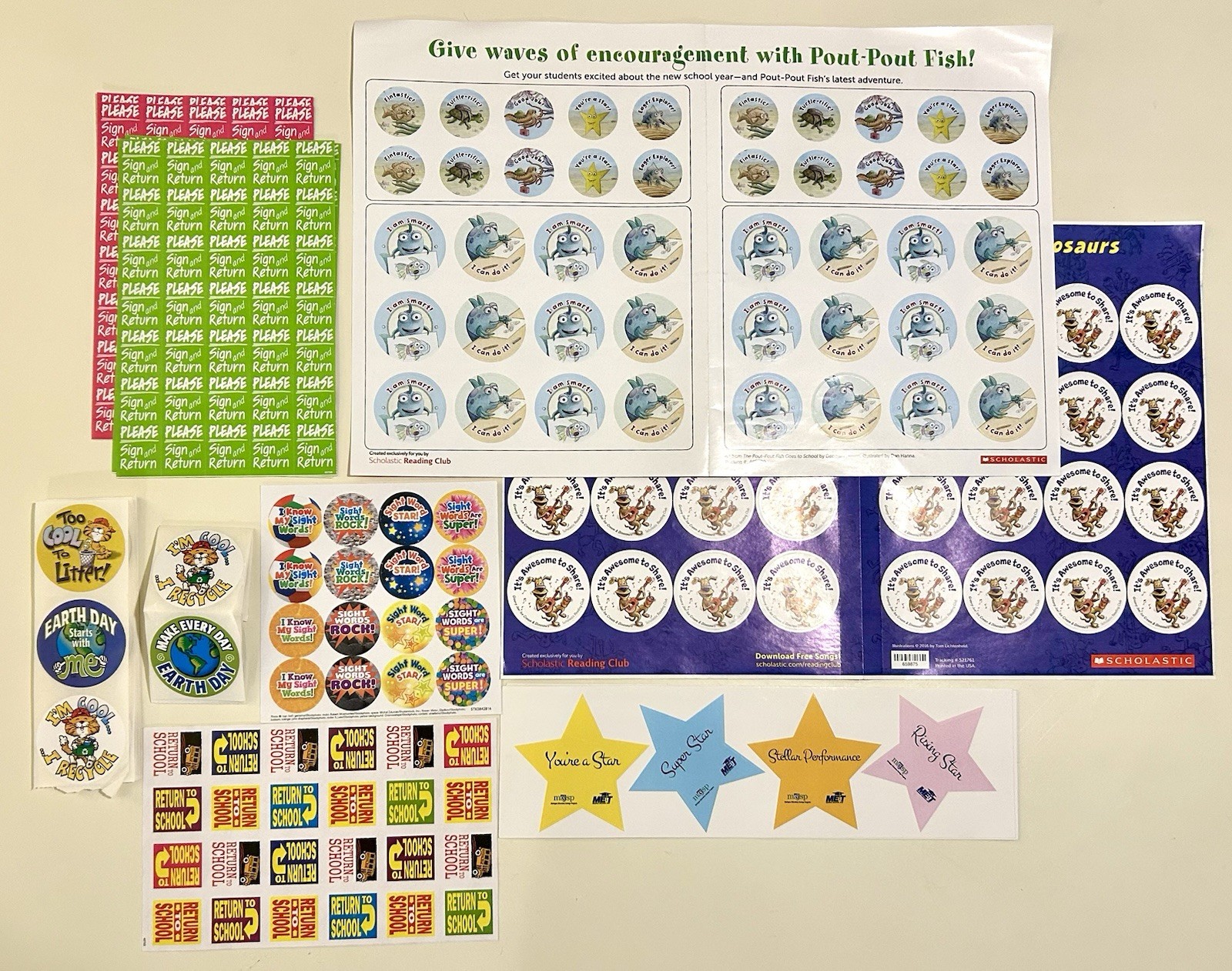 Assorted School Teacher Sticker Sheets New Mixed Variety Highlights Scholastic