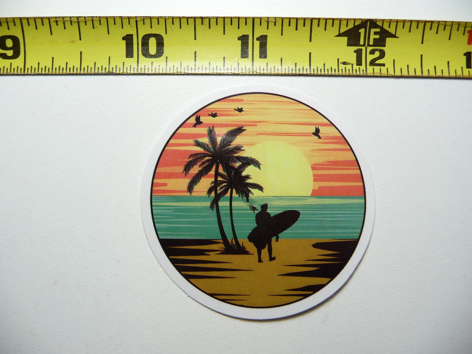 NIGHT TIME SURFING SUNSET SMALL STICKER DECAL TROPIC SCENE VACATION TRIP