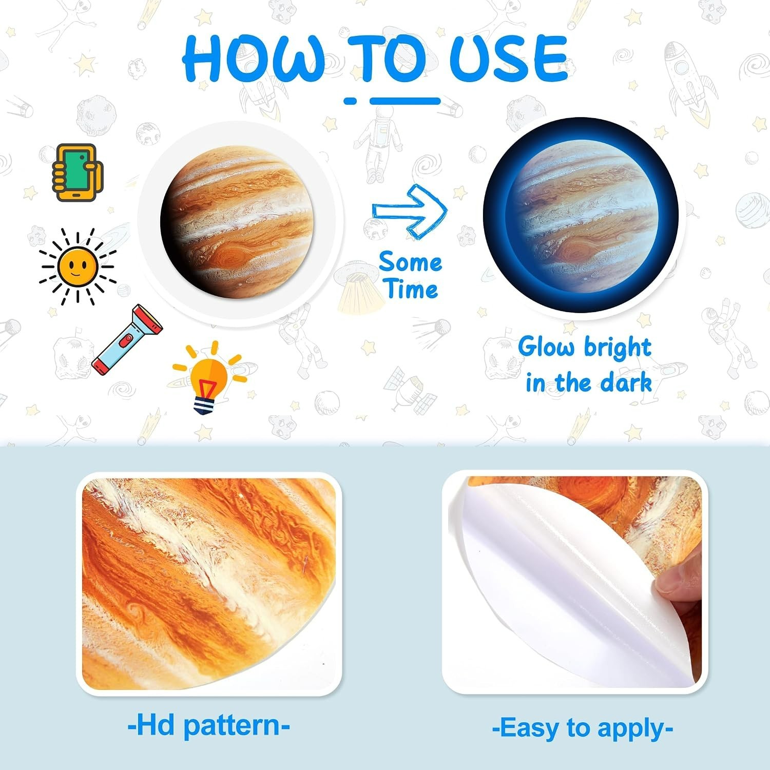 Solar System Wall Decors Glow in The Dark Stars 780 Pcs Planet Sticker Kids Room