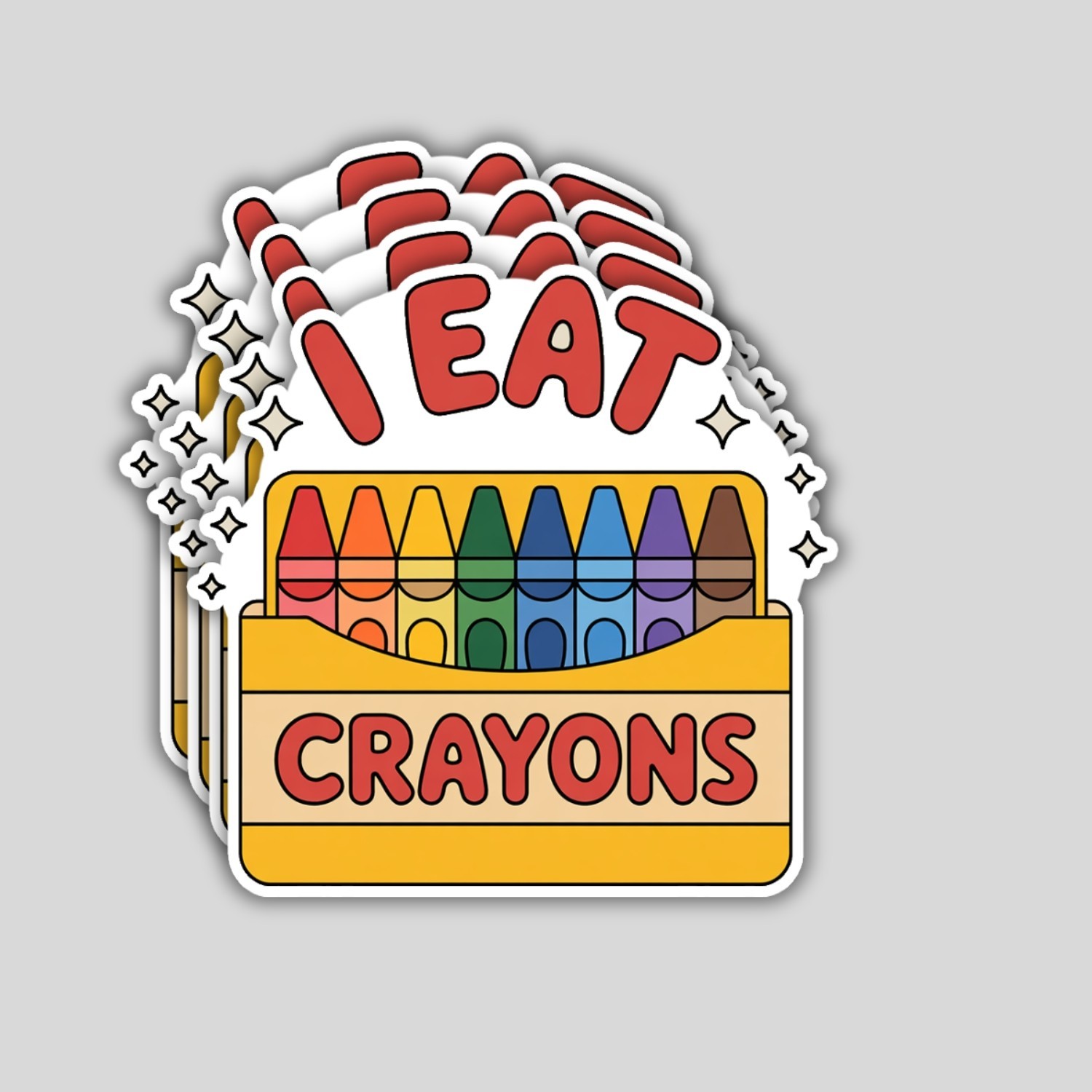 I Eat Crayons Sticker 4-Pack: Funny Mental Health Meme Decals