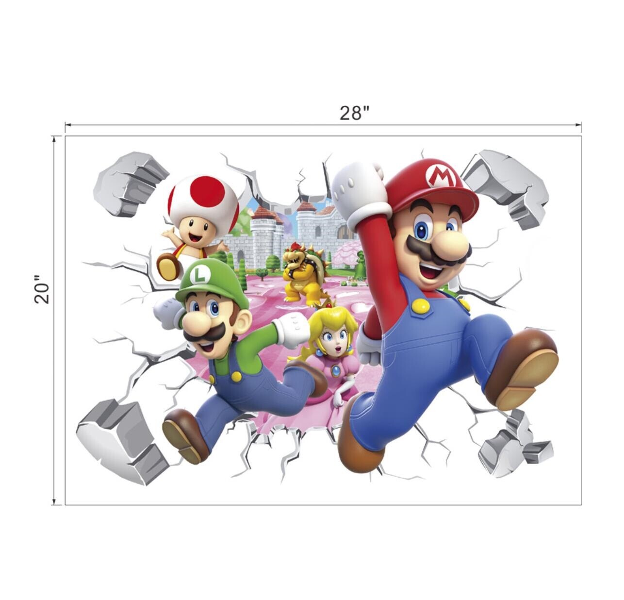 3D Super Mario Bros Lugi Removable HUGE Wall Stickers Decal Kids Home Decor USA