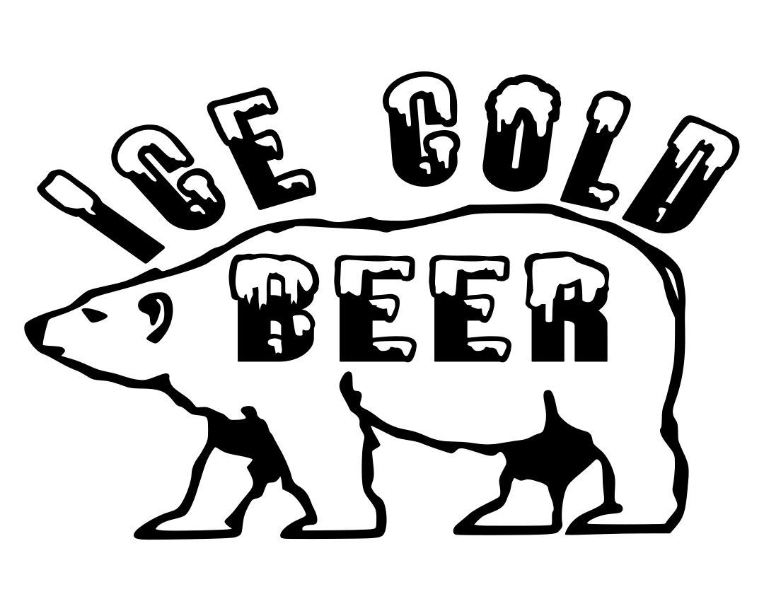 Ice Cold Beer Polar Bear Vinyl Decal – Man Cave Beer Fridge – Select Color