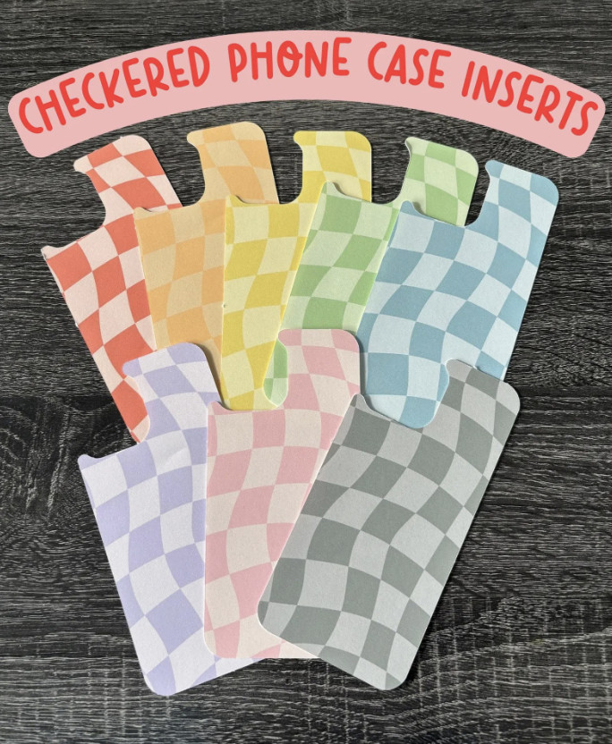 Checkered Clear Phone Case Cardstock Insert – iPhone Accessories & Custom Skin