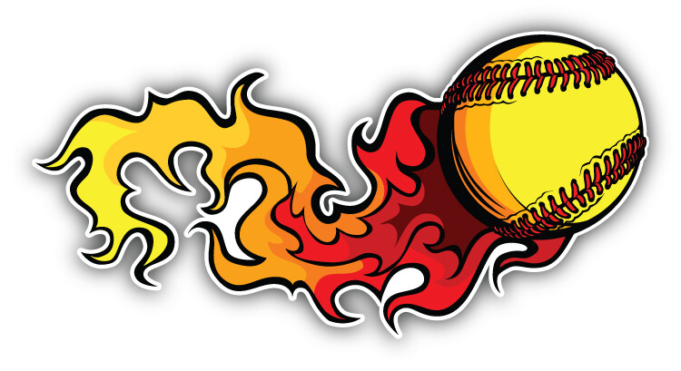 Flaming Softball Baseball Sport Car Bumper Sticker Decal