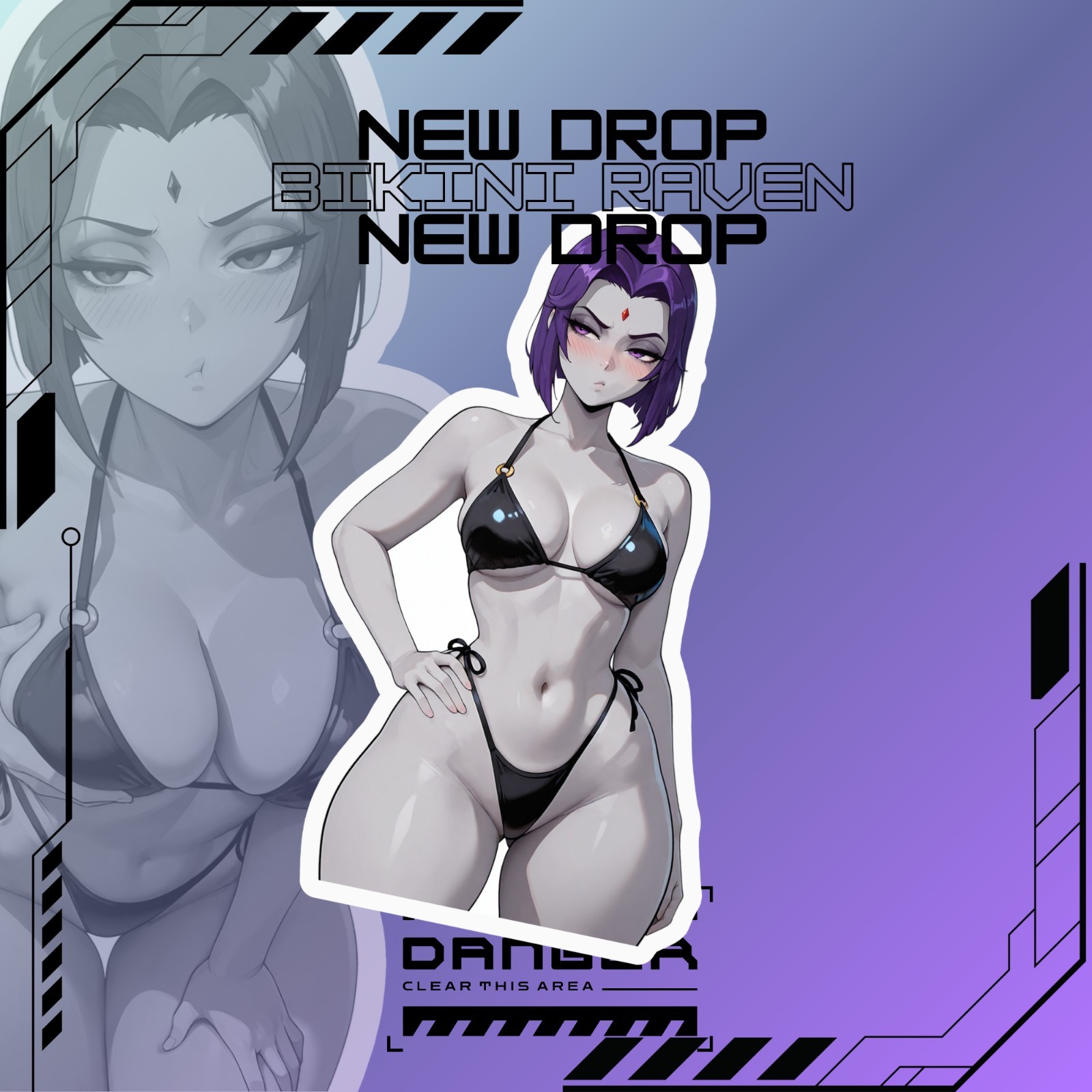 Raven: Bikini | Teen Titans | Anime Girl Waifu Sticker Decal