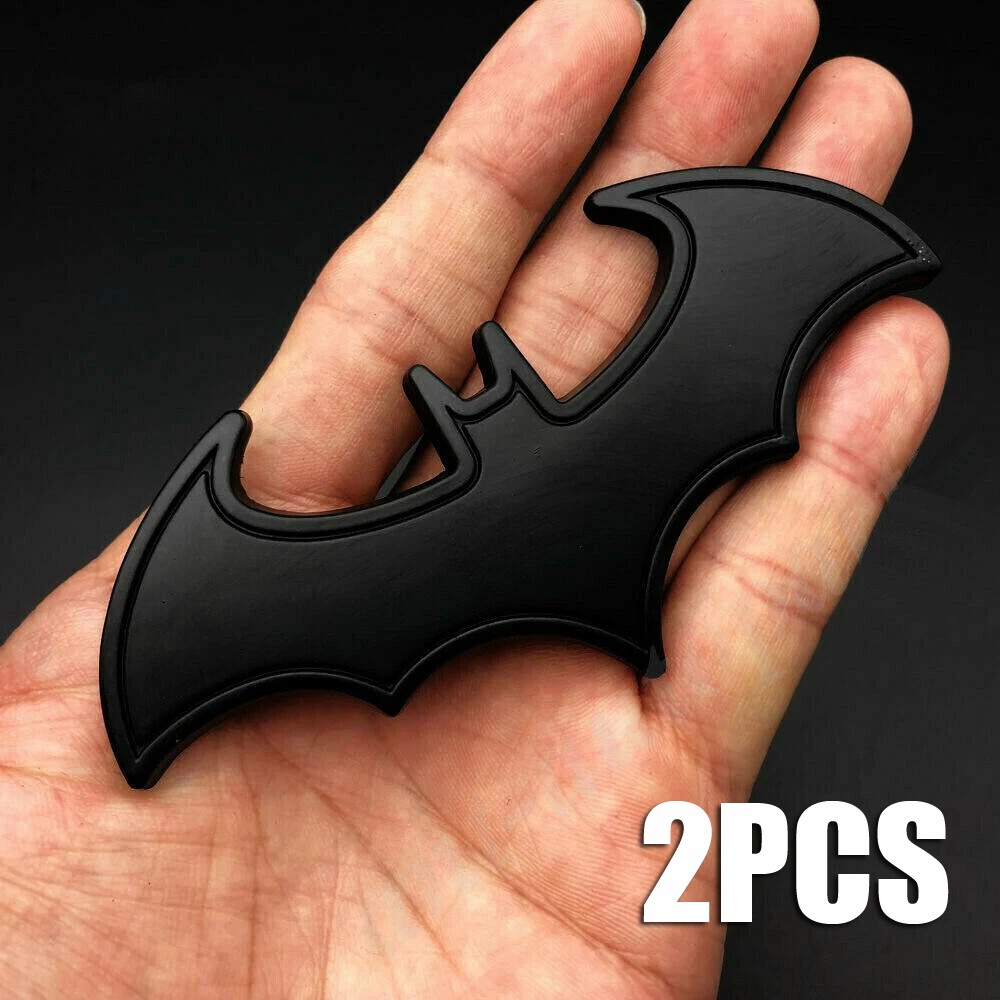 2Pcs/Set 3D Metal Chrome Batman Car Accessories Emblem Badge Decal Sticker Black