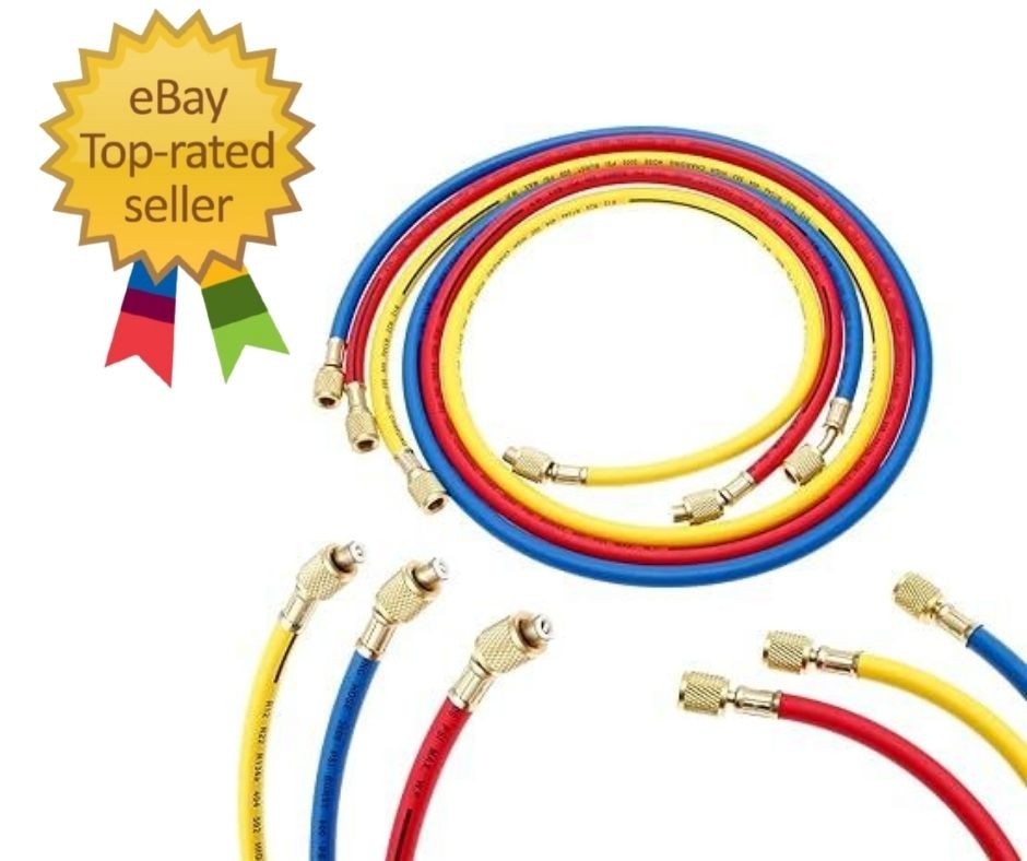 R134A Refrigerant Charging Hoses, 60″ A/C Recharge Hose for R134A R12 R22 R50…