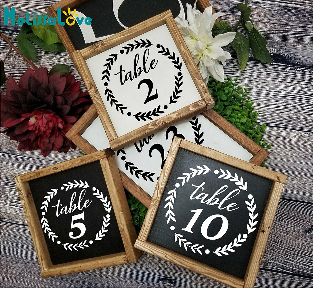 Wedding Table Number 1-24 Decal Sticker no Framed Laurel Wreath Decal Recepti…