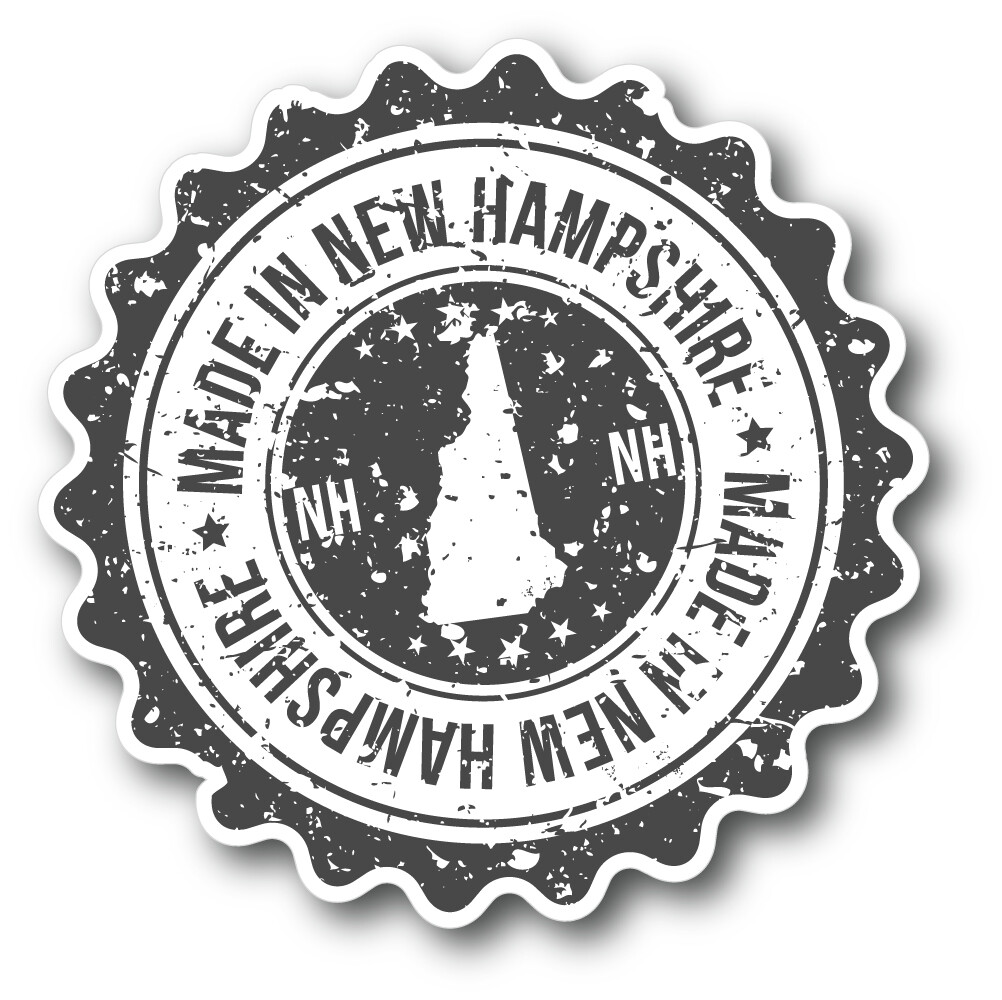 Made In New Hampshire USA State Vintage Grunge Vinyl Sticker Decal