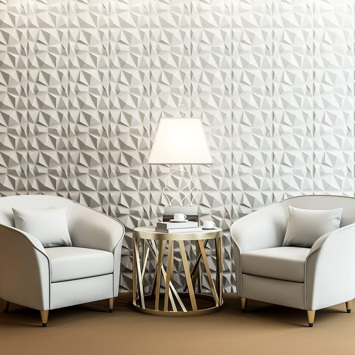 Transform Your Space with 33 Textured Matt White 3D Wall Panels – Diamond Style
