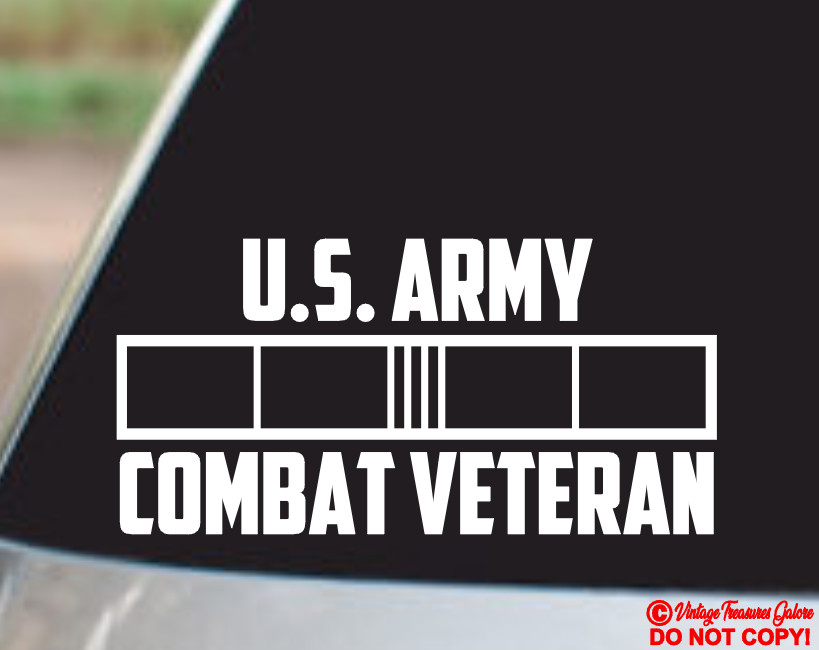 U.S. ARMY COMBAT VETERAN Vinyl Decal Sticker Car Rear Window Bumper Military War