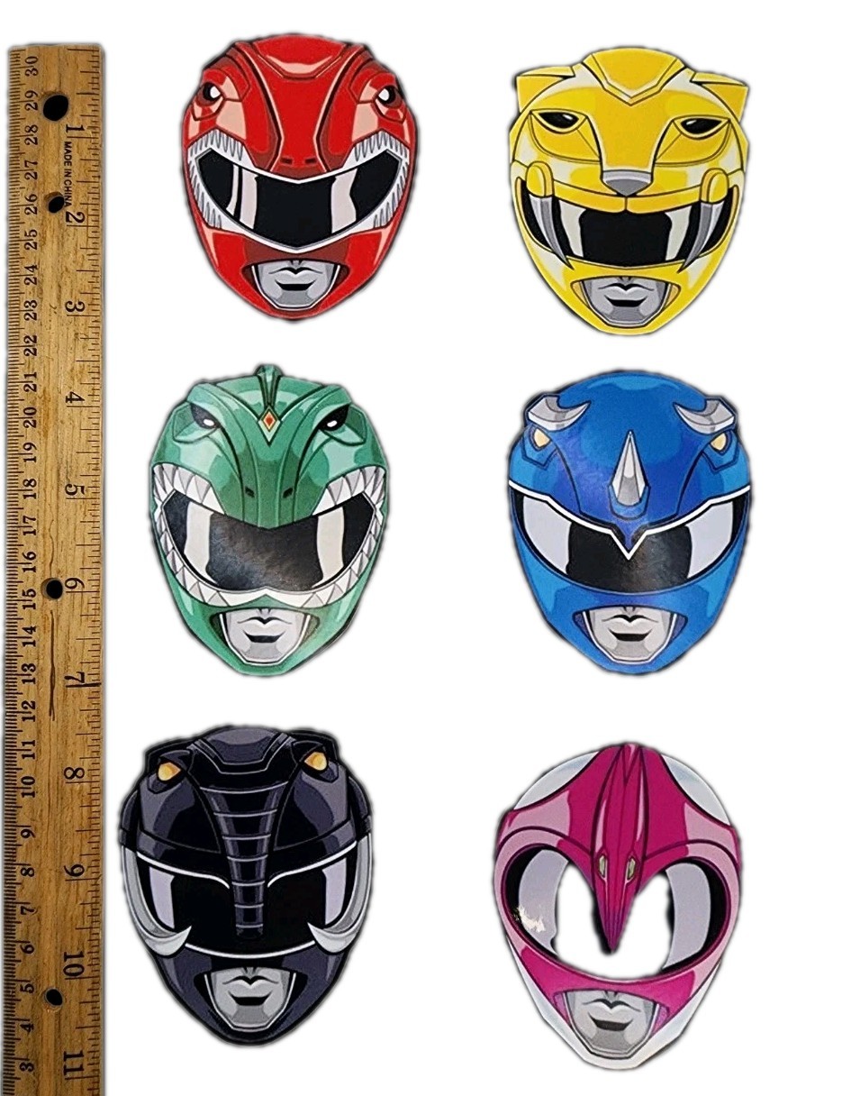 6 Pack Power Ranger Inspired Waterproof Car Decal Wall Vinyl Sticker Cartoon