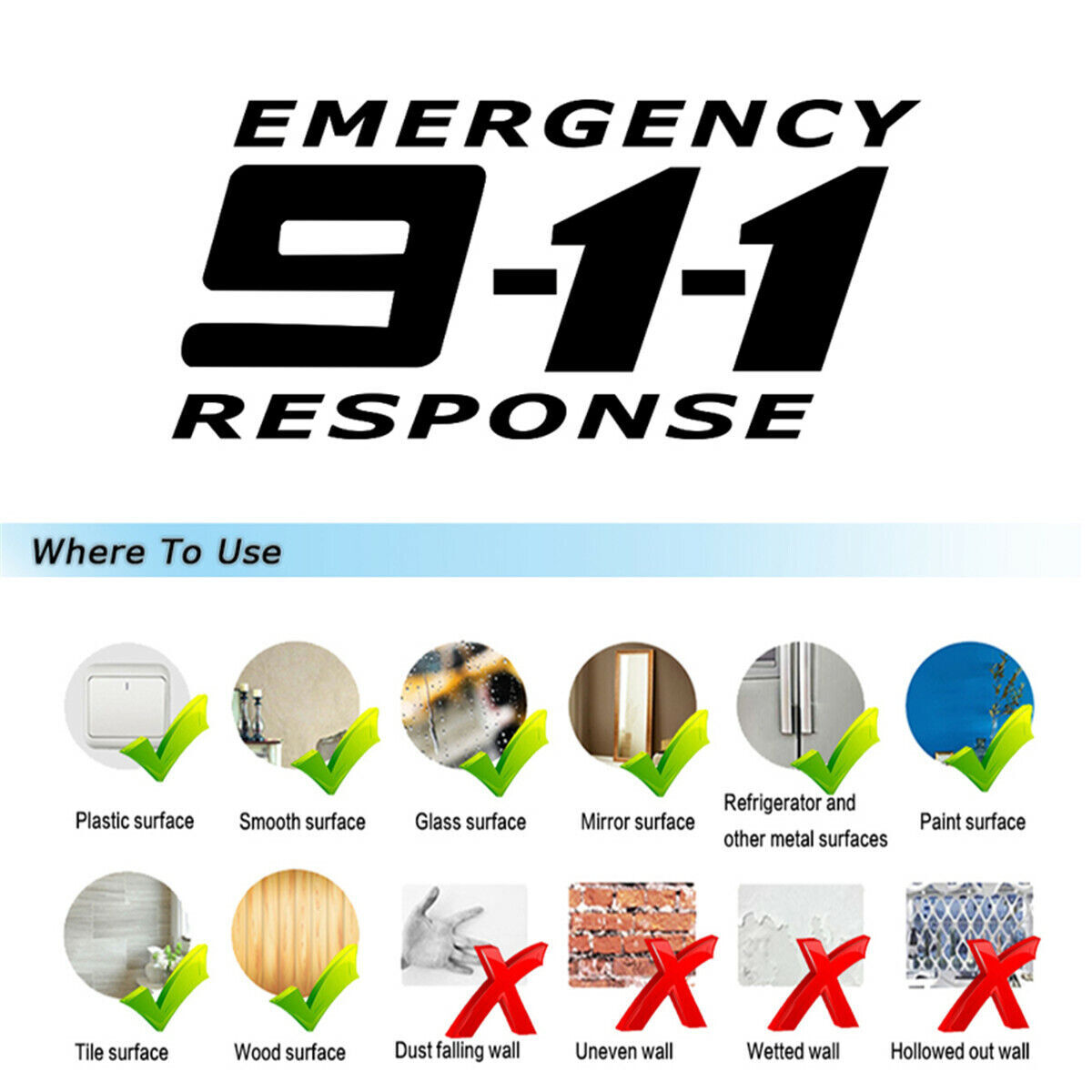 2pcs 911 Emergency Phone Stickers Car Auto Bumper Motorcycle Truck Vinyl Decal