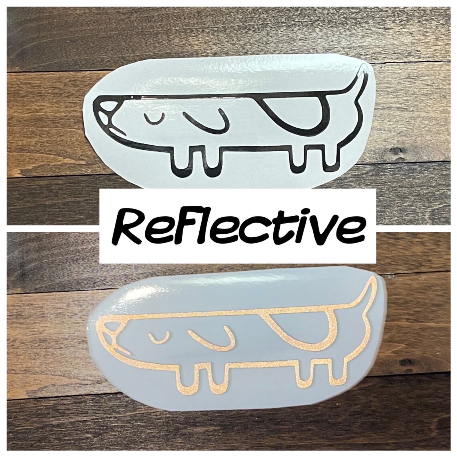 Long Dog REFLECTIVE Decal Sticker For Car Window, Water Bottle, Laptop, Helmet
