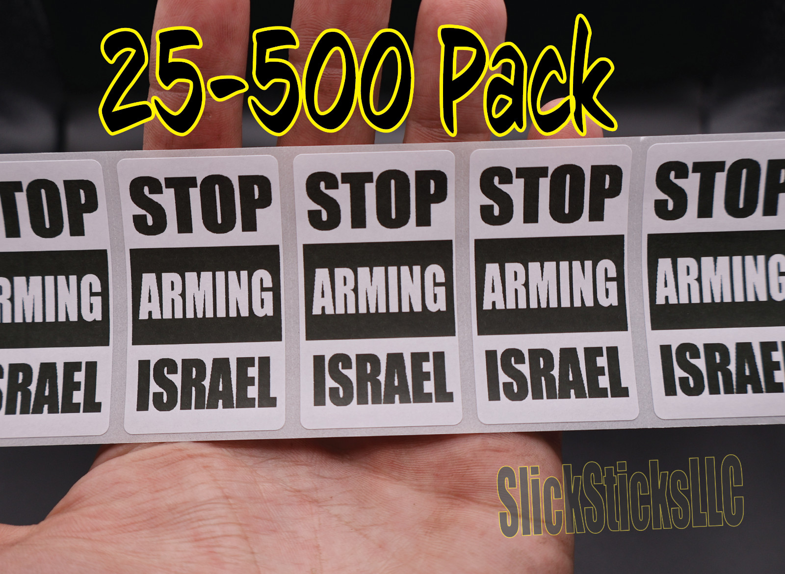 “STOP ARMING ISRAEL” 25-500 Pack stickers bulk labels free Palestine end war