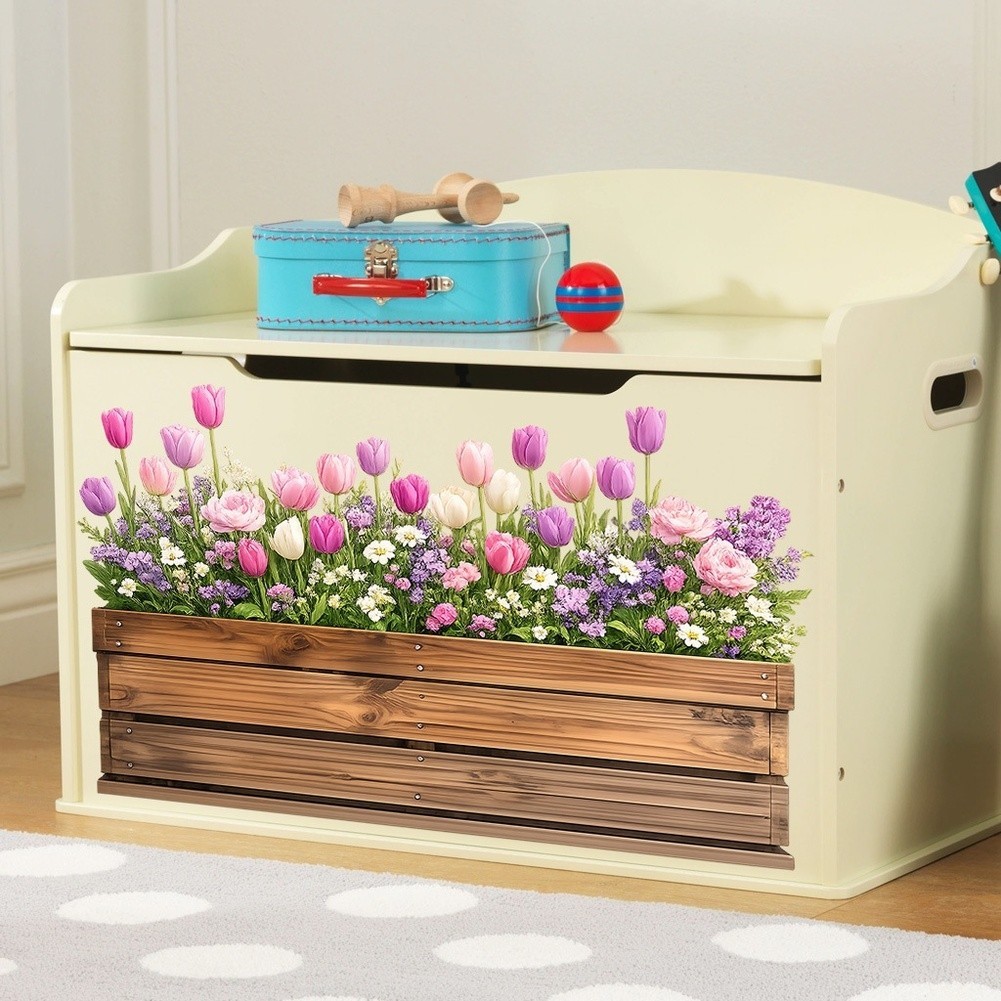 Self-Stick PVC Wall Sticker with Vibrant Summer Floral Design 39.3×21.5in