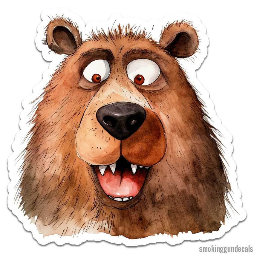 Funny Grizzly Bear, Vinyl Decal Sticker, Indoor Outdoor, 3 Sizes, #12397