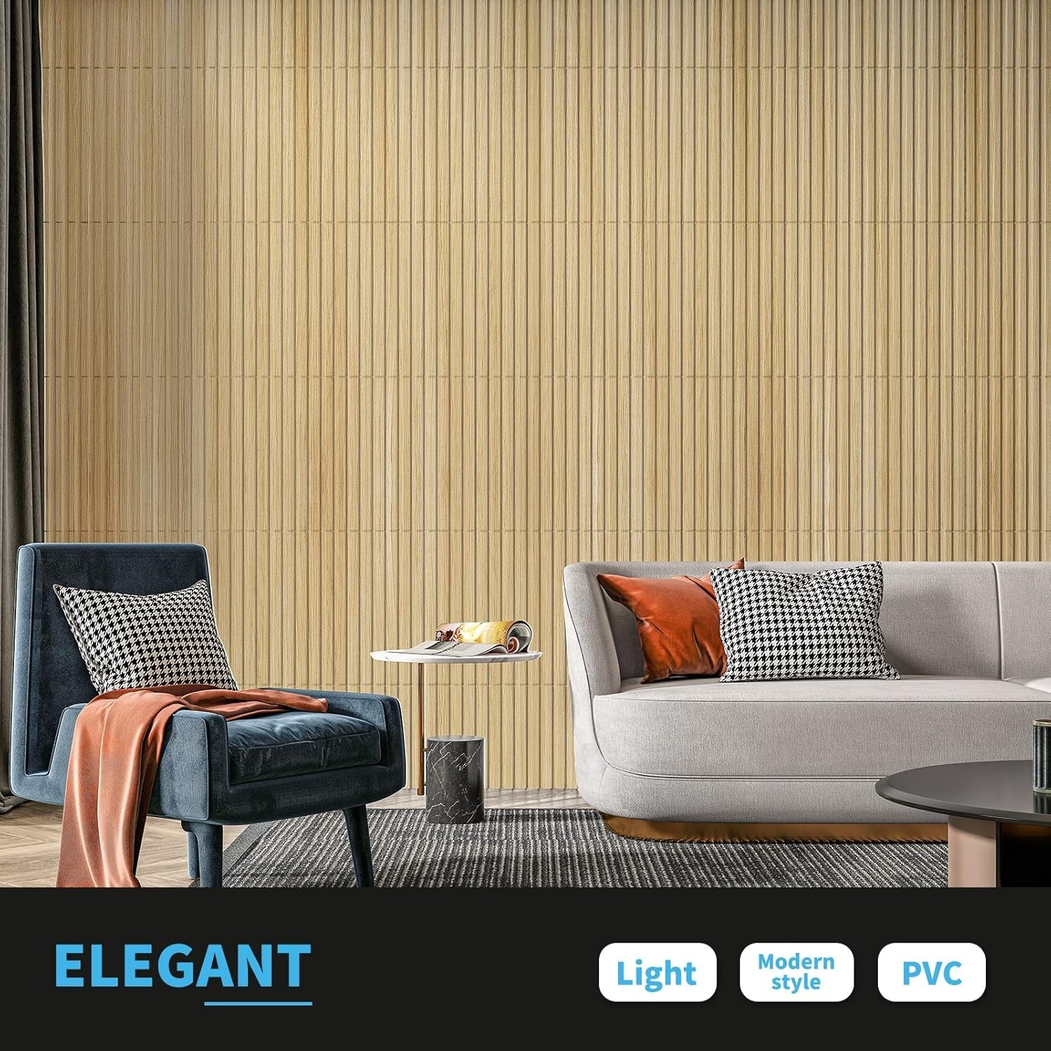 PVC Wall Panels – 3D Fluted Design | 12 Pack Oak | Easy Install