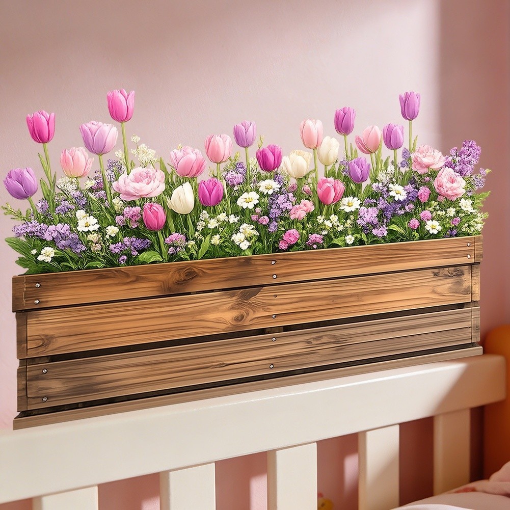 Self-Stick PVC Wall Sticker with Vibrant Summer Floral Design 39.3×21.5in