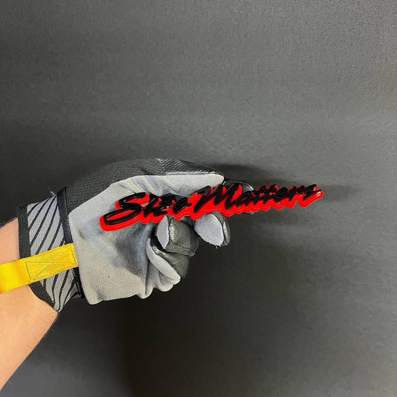 1x “SIZE MATTERS” Custom Text 3D Acrylic Car Emblem Badge Multicolor Laser Cut