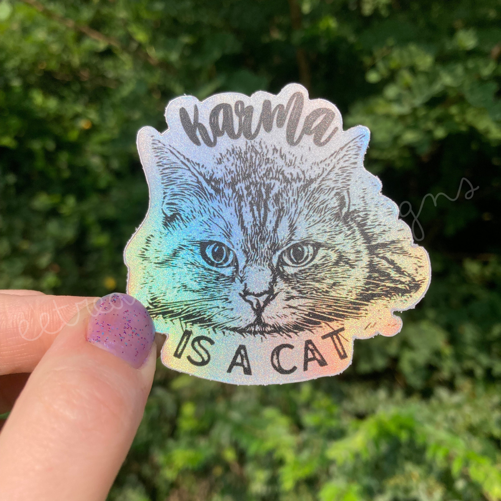 Karma Cat Vinyl Sticker, Taylor Swift Holographic Laptop Sticker, Waterproof