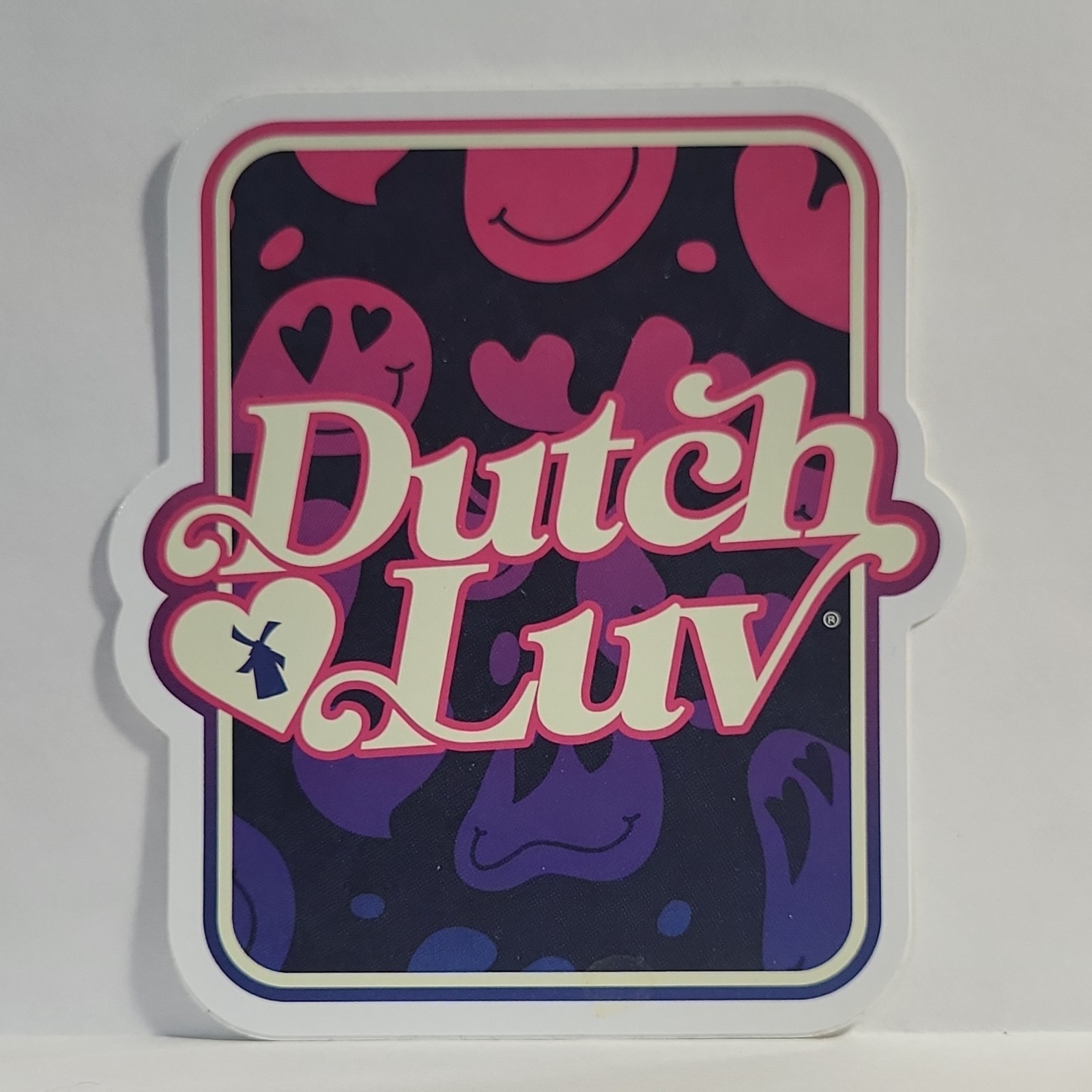 Dutch Bros Luv Heart Pattern Sticker Decal, Pink Purple Black White, 3 in