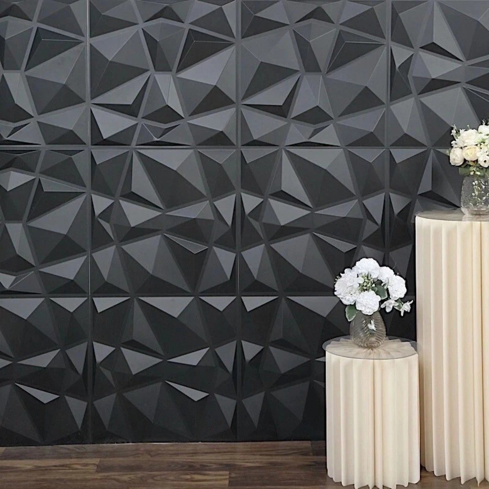 10PCS 3D Wall Panels Diamond Design Textured Accent PVC Wall Background Decor