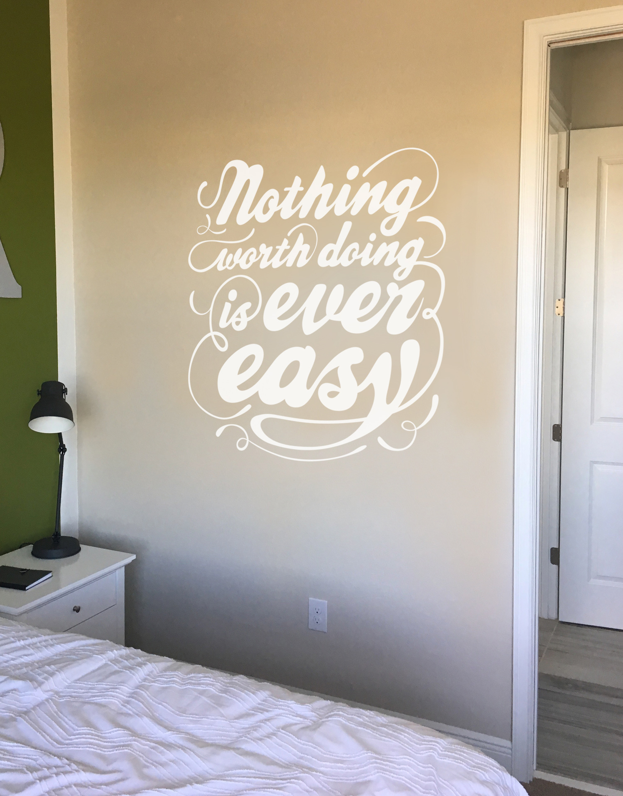 Nothing Worth Doing is Ever Easy Motivational Quote Wall Decal Sticker #6103