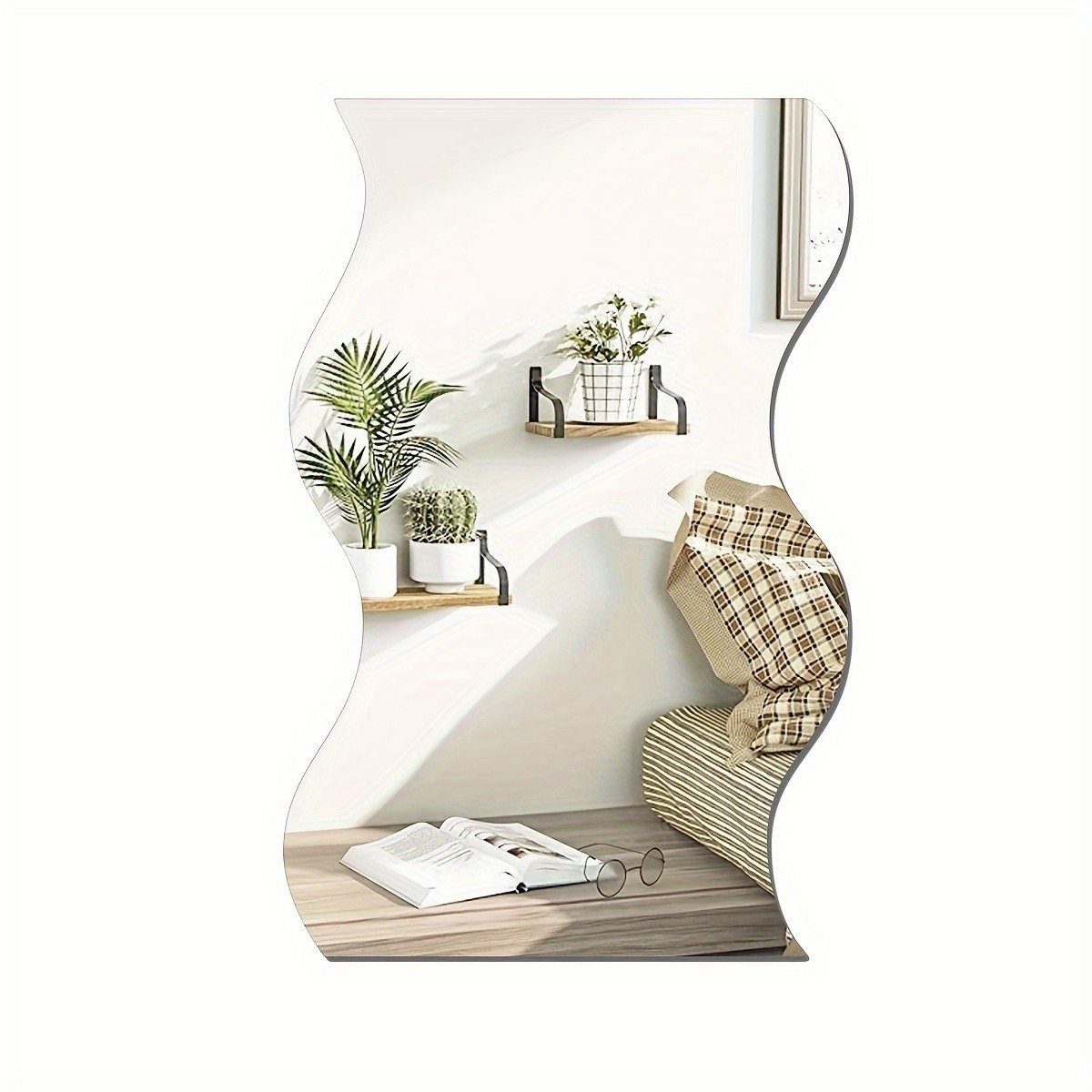 3Pcs/4Pcs Removable Wavy Mirror Wall Tiles Acrylic Bedroom Background Ornament