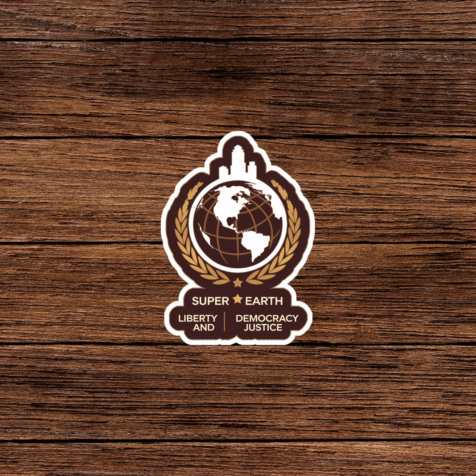 Super Earth Liberty and Democracy Justice Sticker – Patriotic Globe Design #2727