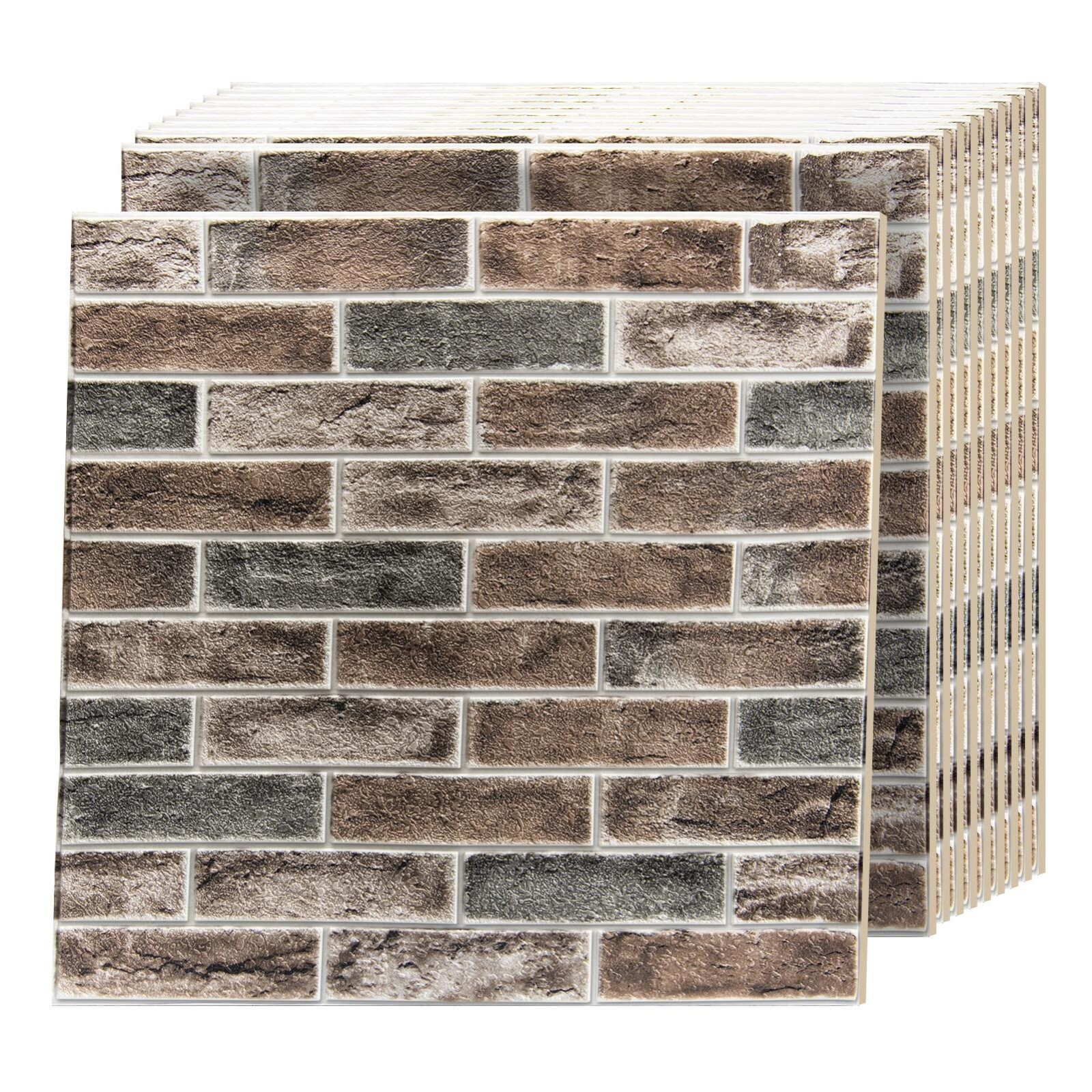 Art3d 20pcs 27.5″x27.5″ Self-adhesive Foam Faux Brick Wall Sticker