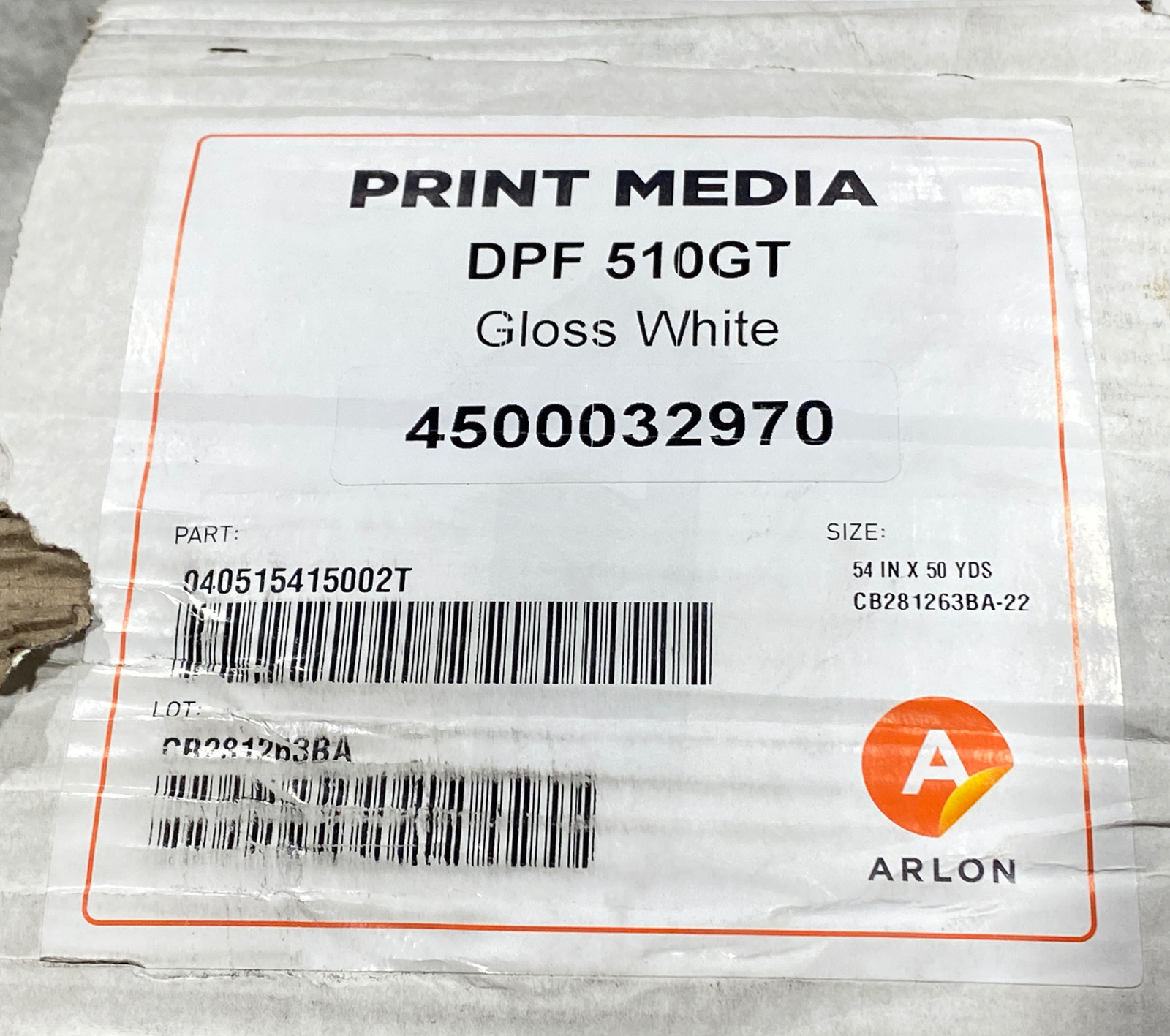 ARLON Print Media Gloss White 54″ X 50 YDS 4500032970 New