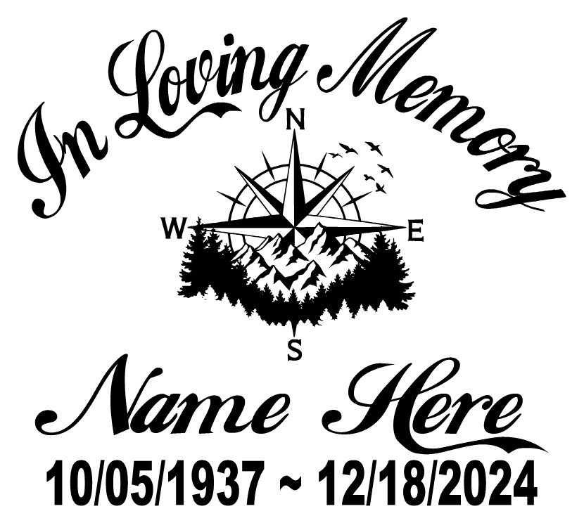 In Loving Memory of Decal – Hiker Camper Compass Outdoors Memorial Sticker #3
