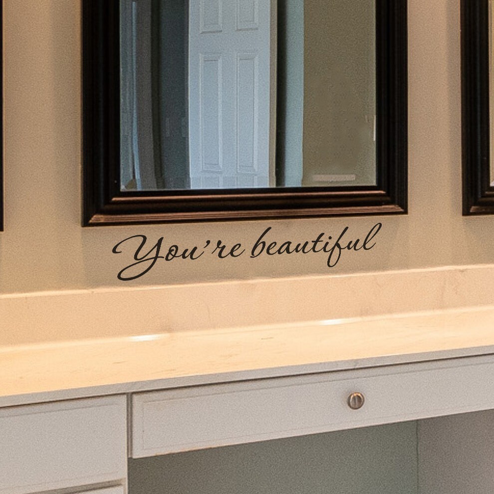 You’re beautiful wall decal love quote sticker for bedroom bathroom 22×4 inches