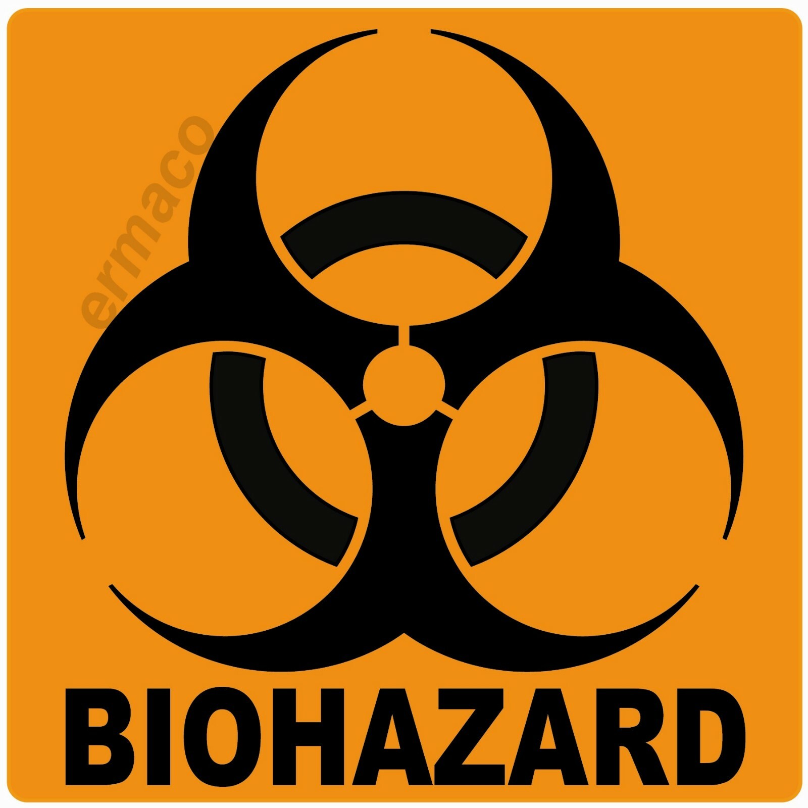 (Qty 5) BIOHAZARD STICKERS LABELS GLOSSY ORANGE POLYESTER 3″ X 3″ SQUARE