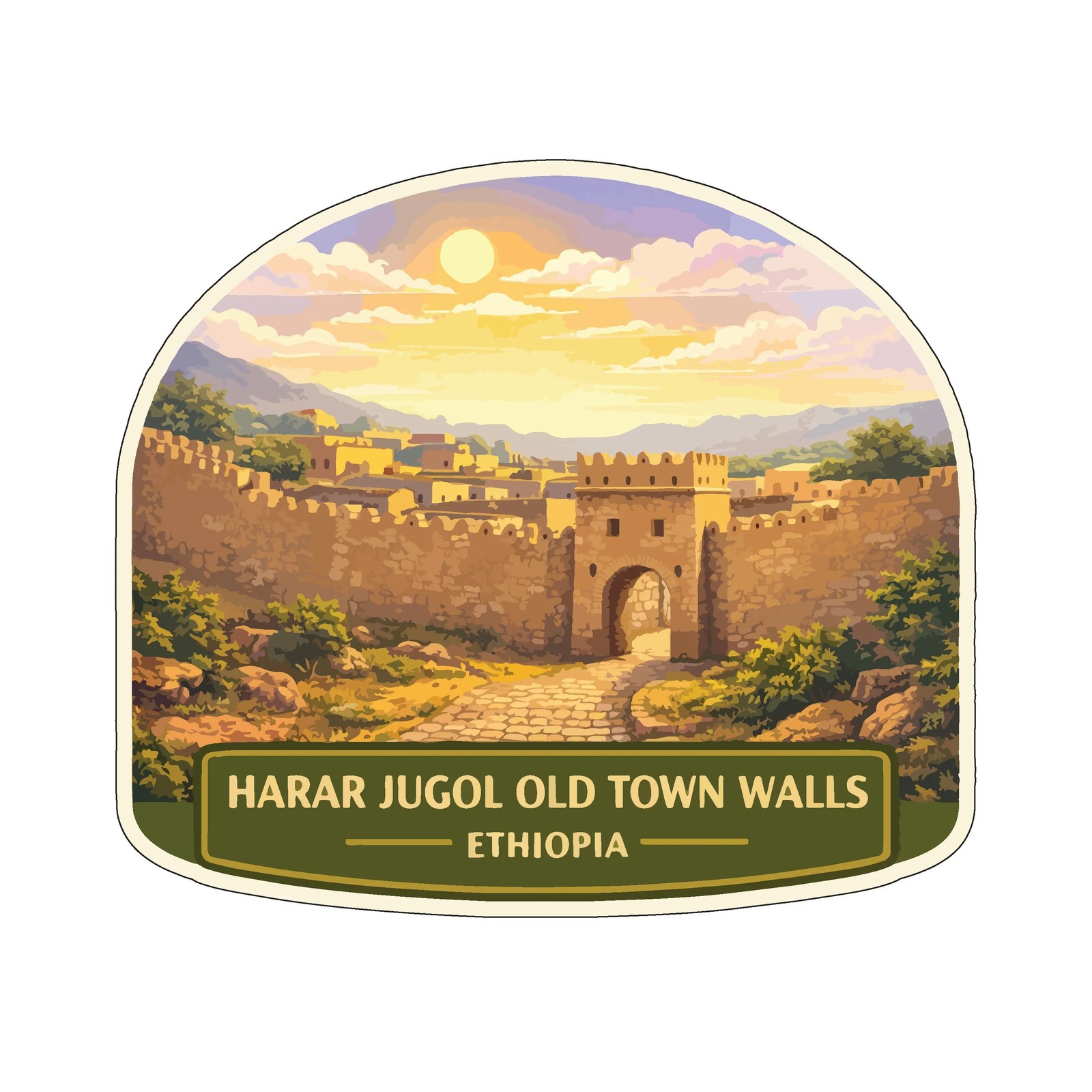 Harar Jugol Old Town Walls Ethiopia Sticker Decal Vinyl Die-Cut World Heritage