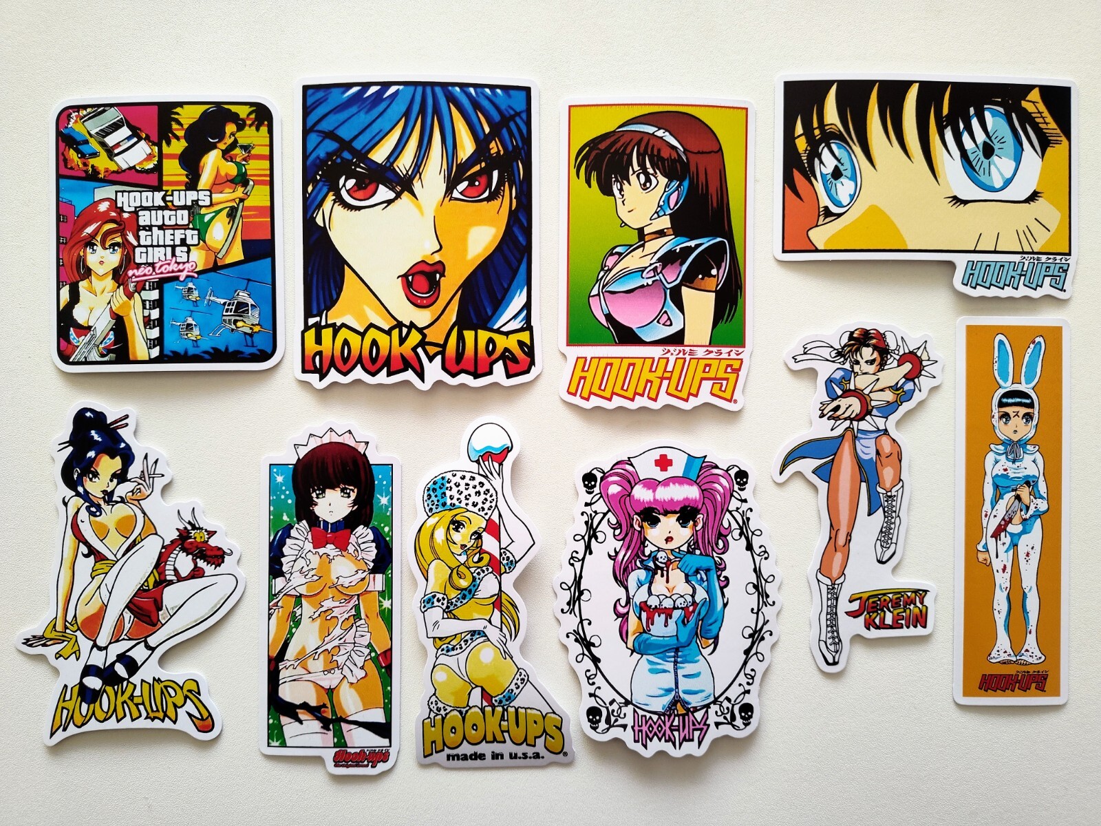 Hook-Ups 60 Piece Sticker Pack SET 2 Reproduction skate, Anime, world industries