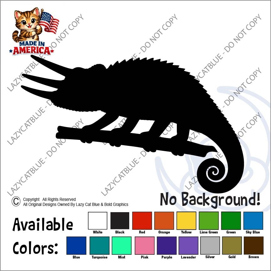 Chameleon Decal Sticker Jacksons Horned Cham Herp Reptile Pet Keeper Love Life