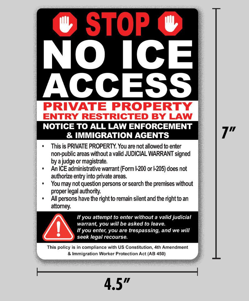 ICE Legal Notice Sticker No Access 4th Amendment Constitutional 7″ Vinyl Decal