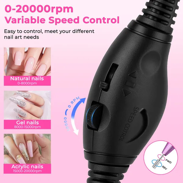 Portable Electric Nail Drill, Professional Nail File Kit For Acrylic, Gel Nails,