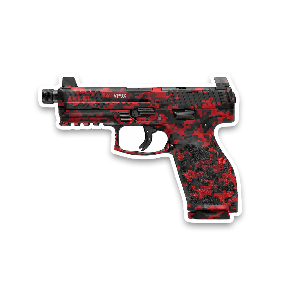 HK VP9X Tactical 4 Inch Vinyl Decal Heckler & Koch Shooting Gun Safe Digital Red